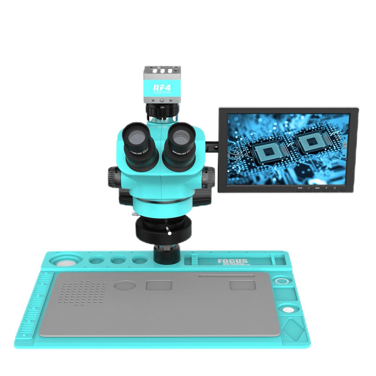 Zoom trinoculaire stéréo RF4 RF-7050TVD2-2KC2-S010, réparation mobile, caméra FULL HD 2K, microscopes 7-50x avec écran d'affichage